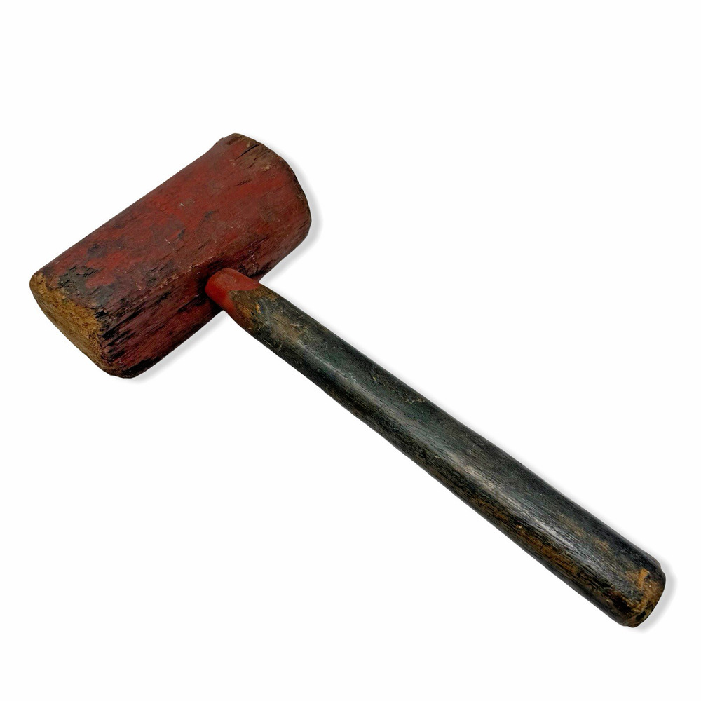 Antique Wooden Mallet Primitive Hammer Rustic Farm Tool Woodworking